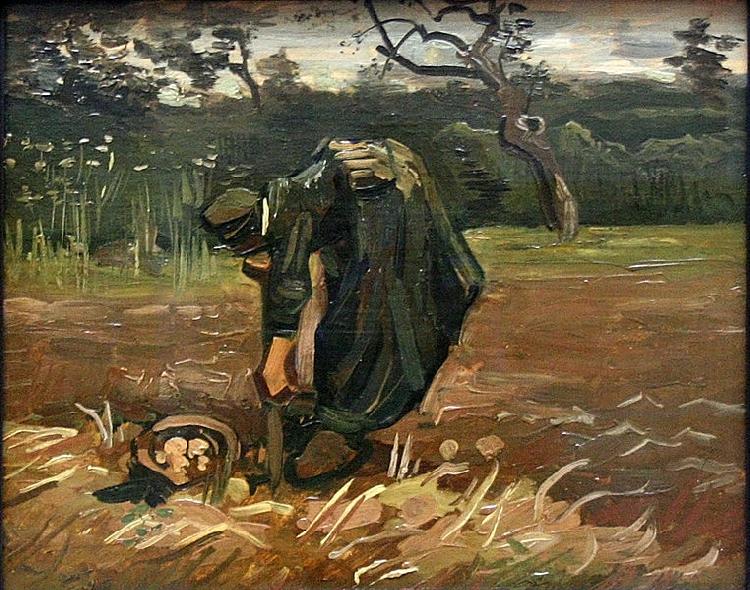 Vincent Van Gogh Peasant Woman Digging Up Potatoes oil painting image